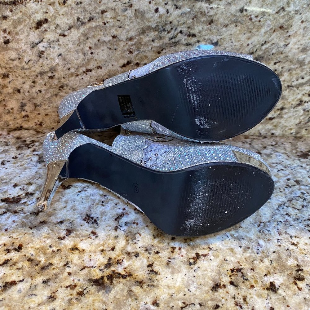 Rhinestone Sequin BLINGED Out Heels Wedding, Party, Prom, New Year! Size 10 - Picture 9 of 12